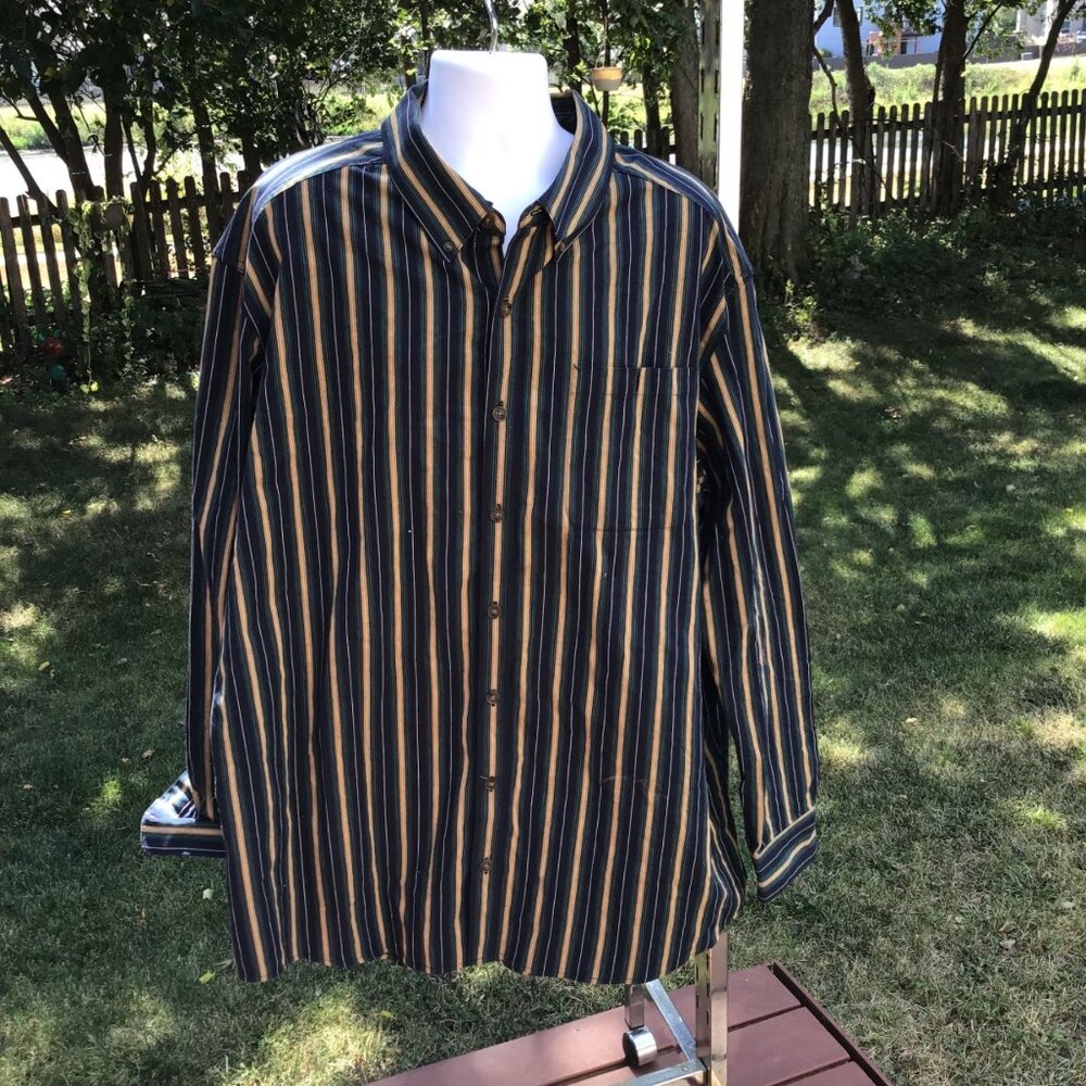 C.E. Schmidt Workwear Mens Striped Button-Down Shirt 2XLT Cotton/Polyester